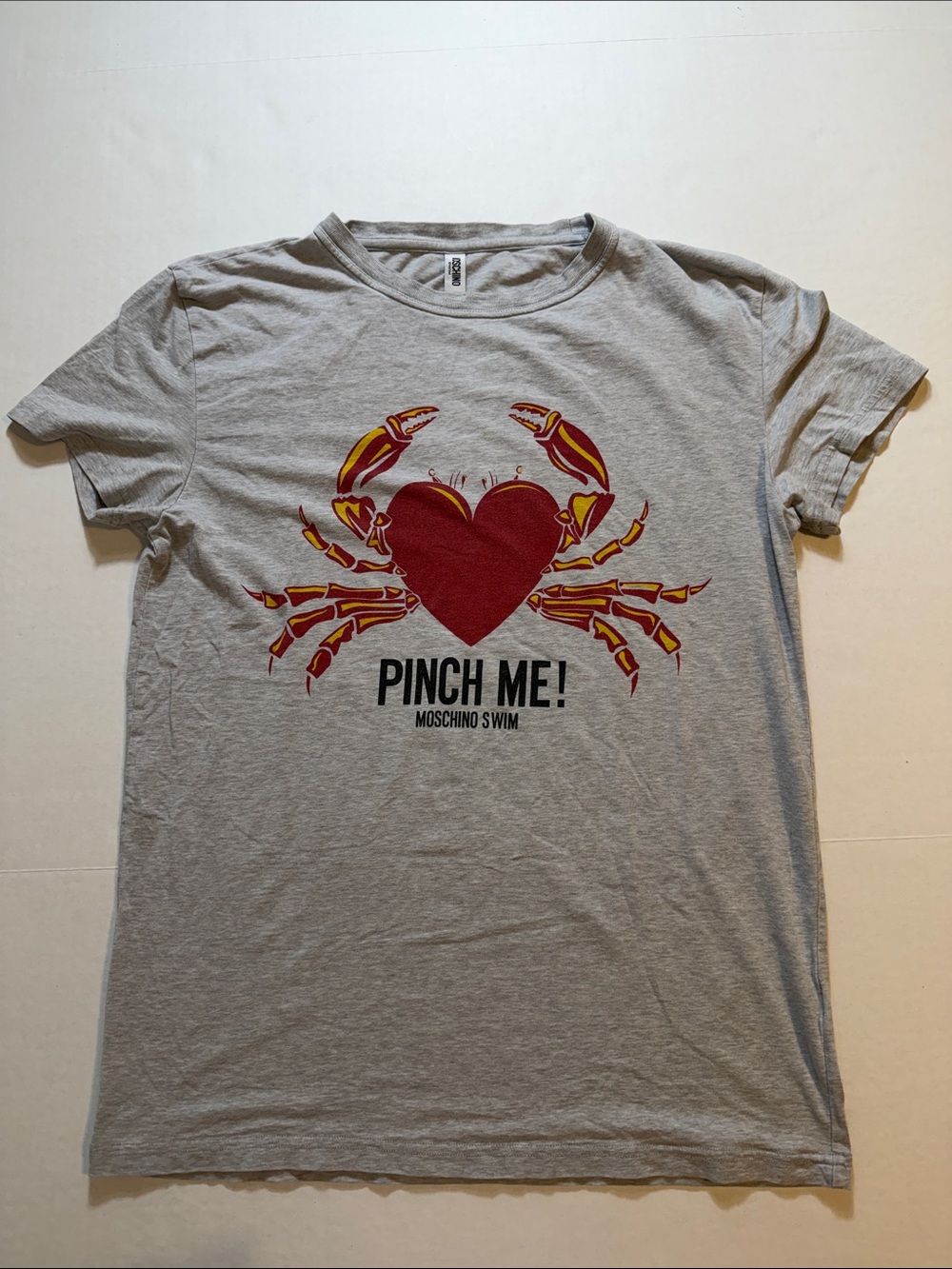 Rare/vintage Moschino Swim, “PINCH ME!” crab and heart graphic T-Shirt